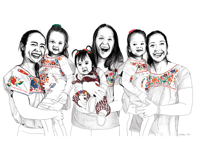 Only Girls Frida Inspired Family Portrait art artwork childrens illustration design digital art drawing gobsart illustration portrait printing