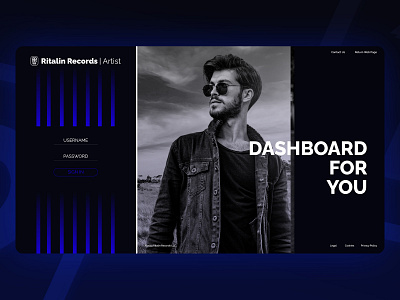 Ritalin Records Artist Site Login Page branding ui ux webdesign