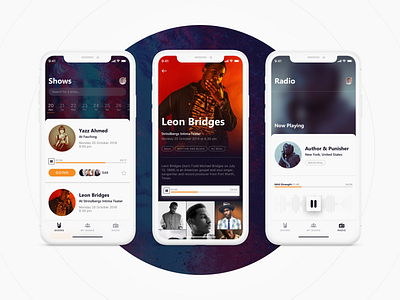 Events & Bands bands events ios mobile app design music radio shows ui