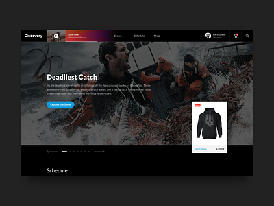Discovery Website Concept channel concept design promo tv ui web