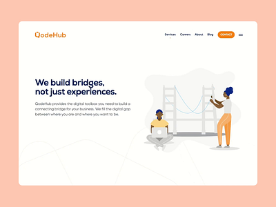 QodeHub Website Homepage africa animation branding design ghana illustration microinteraction minimal ui ui design ux web design website website design