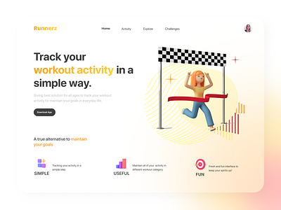 Runnerz - Track Your Run! design exploration homepage illustration run runningapp tracking uidesign uiux webdesign website