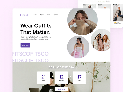 "FitsCo" - Fashion Web Design design exploration fashion homepage purple ui uidesign uiux webdesign website