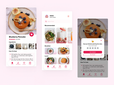 Cooking App Design branding clean cook cookingapp design exploration homepage ingridients mobileapp pink recipe red review simple ui uidesign uiux uiuxdesign