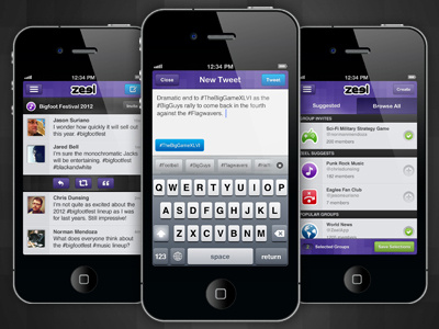 Zeel iPhone Interface app design interface iphone mobile purple tweet twitter ui
