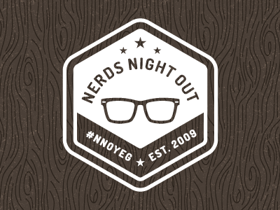 Nerds Night Out Logo badge branding crest glasses logo logo design nerd retro twitter