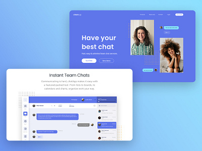 chatApp landing page concept design ui