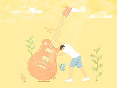 Guitar guitar illustration plants summer sun