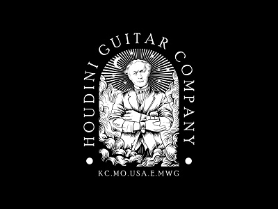 Houdini Guitar Company Logo branding character design graphic design illustration logo typography vector