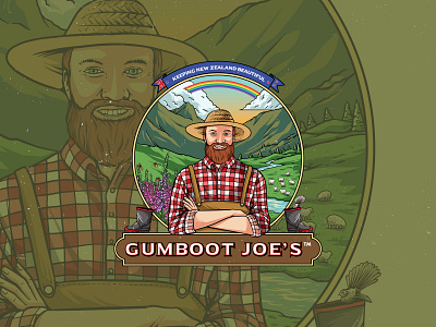 Gumboot Joe's Vintage Logo Illustration branding character design graphic design illustration logo logo badge retro logo typography vintage logo