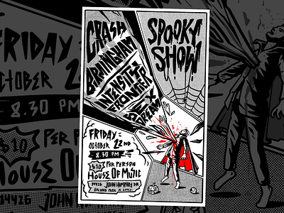 Spooky Show Gigs Poster Illustration branding character design graphic design illustration logo poster poster design poster illustration vector