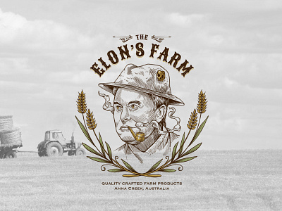 Elon's Farm vintage logo illustration branding character design graphic design hand drawn hand drawn logo illlustration logo retro logo vintage