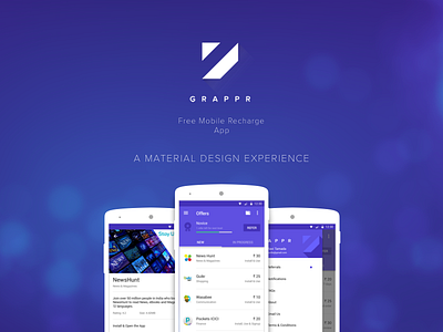 Grappr - The app that gives free credits android app blue free recharge grappr incent downloads material design refer earn wallet