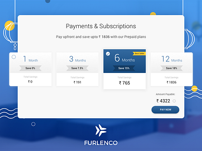 Payments & Subscriptions page for Furlenco