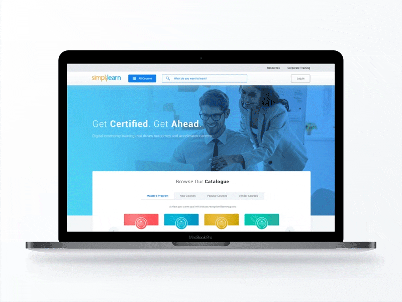 New landing page of Simplilearn.