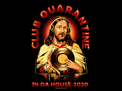 CLUB QUARANTINE artwork corona corona2020 coronavirus covid covid19 design diskjockey dj epidemic illustration jesus lockdown masker pandemic poster quarantine stayhome vector virus