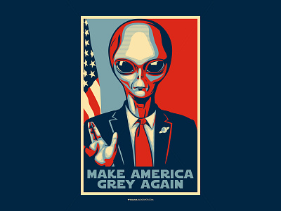 MAKE AMERICA GREY AGAIN alien america apparel art artwork clothing design digitalart graphic great great again grey illustration make america t shirt ufo usa vector visualart wear