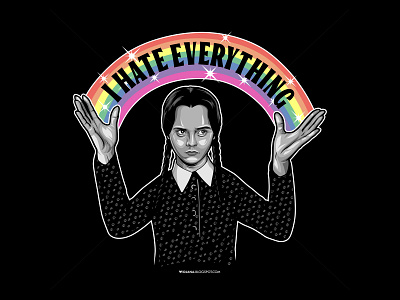 I HATE EVERYTHING adam family addams family apparel art artwork clothing design digitalart friday the 13th graphic horror horror movie illustration poison rainbow t shirt vector visualart wear wednesday addams