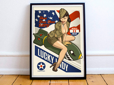 Lucky Lady airforce apparel army art artwork bomb clothing design digitalart graphic illustration lucky lucky lady military pinup girl vector visualart wear world war 2 ww2