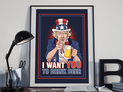 Uncle Sam Beer america american apparel art artwork beer clothing design digitalart drink graphic graphic design illustration propagandaposter t shirt uncle sam usa vector visualart wear