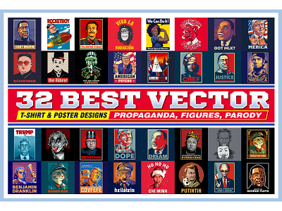 32 best vector t-shirt & poster designs best vector pop art tee bundle vector art