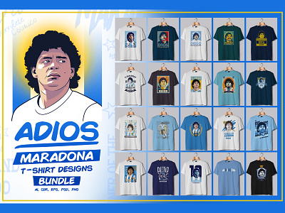 MARADONA T-SHIRT DESIGNS BUNDLE maradona vector vector