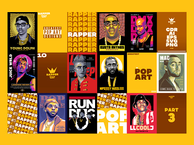 GREATEST POP ART DESIGNS - RAPPER ARTWORKS THEME part 3 greatest music hip hop bundle juice wrld music bundle music legend