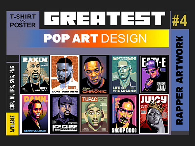 GREATEST POP ART DESIGNS - RAPPER ARTWORKS THEME part 4 best bundle design music bundle rap music