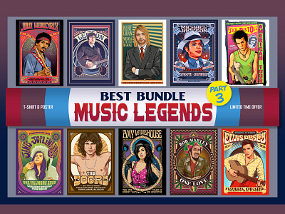 BEST BUNDLE MUSIC LEGENDS part 3 illustration music art music bundle music legend t shirt bundle