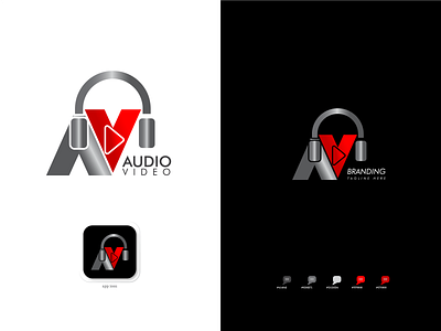 AV | Audio Video Logo app branding brochure design design graphic design icon illustration logo minimal typography