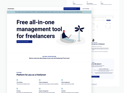 Free all-in-one management tool for freelancers - Startday v2 design freelance homepage illustration landing page landingpage startup startup branding startups web webdesign webdesigner weblandingpage website wordpress