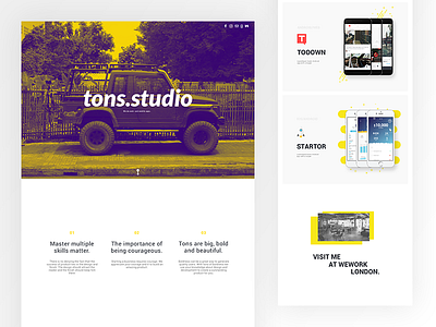 Tonsstudio.com portfolio site agency apps gradient gradientmap portfolio showcase sketch studio yellow