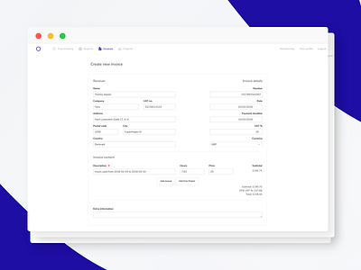 Trackly - Time tracking and invoice for freelancers backend dashboard invoice invoicing saas timetracker timetracking