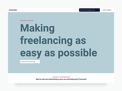 Startday.app - Freelance management platform blue homepage landingpagedesign web webdesign website website design wordpress