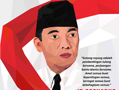 Ir Soekarno Vektor design illustration art ilustrasi ilustrator ilustração indonesia indonesia designer low poly lowpolyart vector vector art vector illustration