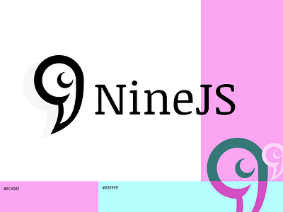 NineJS visual identity blue brand branding design figma interactive narrative javascript logo minimalist narrative pink storytelling visual design