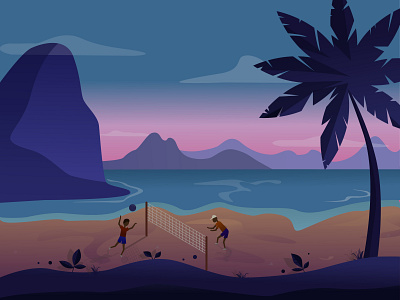 Rio de Janeiro art beach brazil brazilian design illustration ocean rio riodejaneiro sport sunset vector volleyball