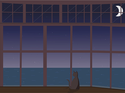 windowu cat illustration vector