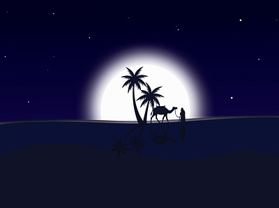 Night Desert adobe illustrator illustration ilustrator minimal vector