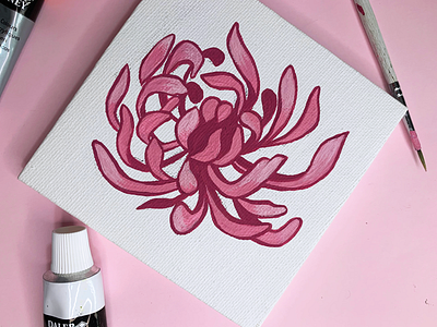 Pink chrysanthemum chrysanthemum design flower flowers illustration paint painting pink plants process