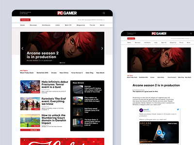 PC Gamer Web Exploration Redesign design figma gaming graphic design pc gamer ui