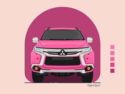 Pajero Sport car design flat flat design illustration minimal mitsubishi pajero pink vector
