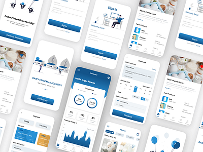 Dairy farm Ecommerce App android app design b2b blue branding bread dairy design ecommerce egg farm figma management milk mobile application ui ux