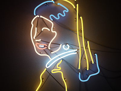 The Milkmaid - Neon Style 3d 3d art ambient illustration neon painting