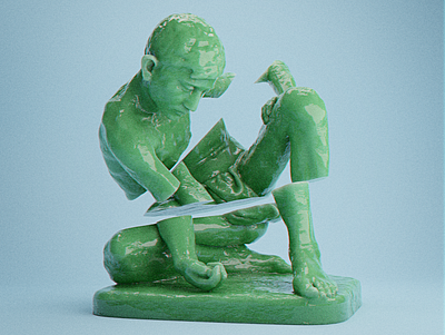 Broken Sculpture 3d ambient blue boy green illustration marble sculpture