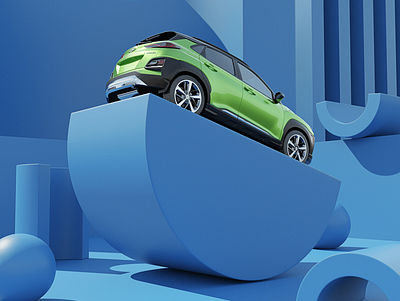 Dat Balance Tho... 3d 3d art ambient blue car design illustration