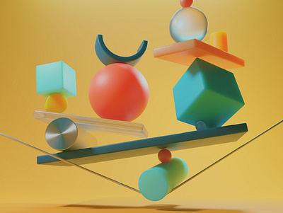 When Dedication Pays Off... 3d 3d art ambient balance illustration shape yellow