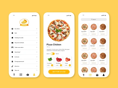 Pizzeria app app app design brandbook branding design figma food mobile app photoshop pizza restaurant tipography ui ux web