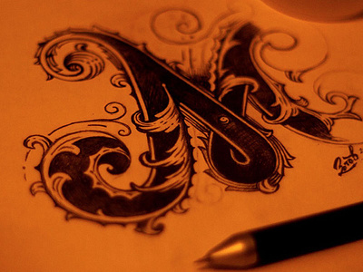 letter M art decor design handmade lettering pencil sketch typography