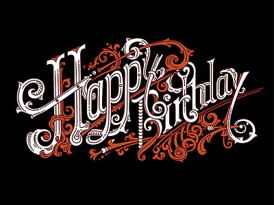 Happy Birthday card by Evgeny Zotov decor design handmade happy birthday illustration lettering littering logo pencil retro typography vector vintage